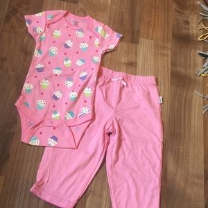 Pink onesie shirt with pink pants